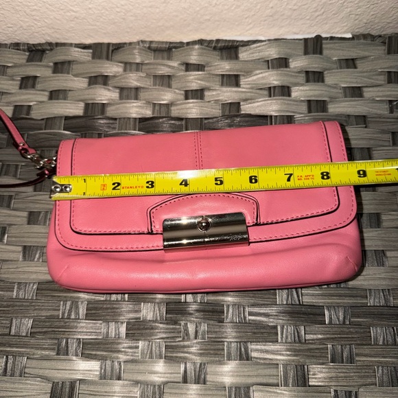 Coach Kristin Leather Large Flap Wristlet Clutch Coral Pink - Picture 15 of 16